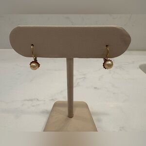 Timeless Pearl Lever Back Earrings in Antique Gold